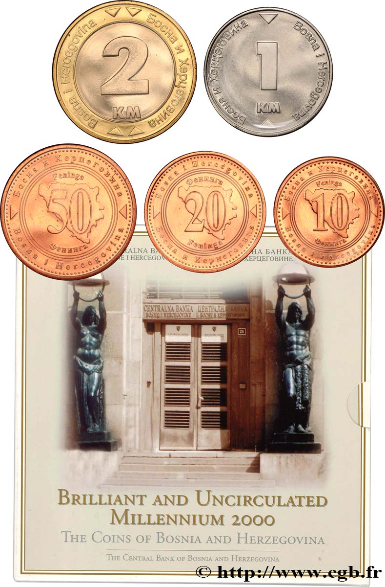 BOSNIA E ERZEGOVINA Série 5 Monnaies Millenium 2000  FDC 