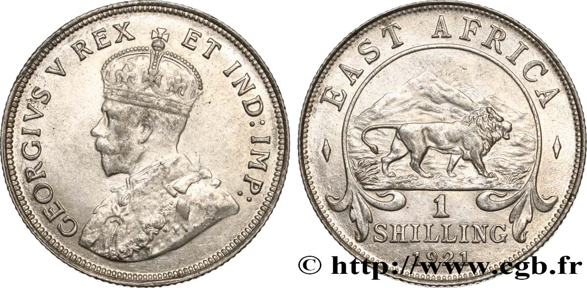 EAST AFRICA (BRITISH) 1 Shilling Georges V 1921 British Royal Mint AU 