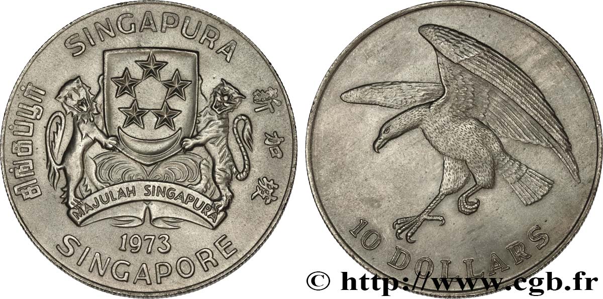 SINGAPUR 10 Dollars aigle 1973  fST 