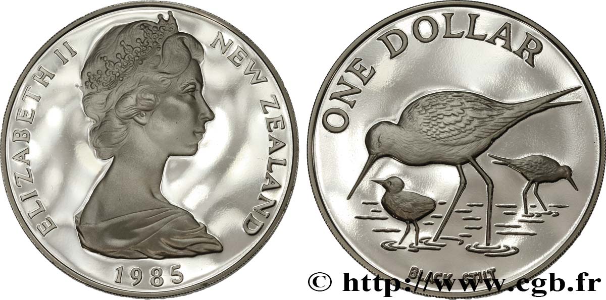 NOUVELLE-ZÉLANDE 1 Dollar Proof échasses noires 1985 Royal Australian Mint (Camberra) SPL 