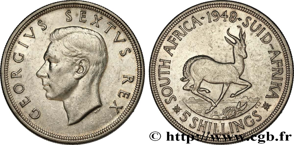 SüDAFRIKA 5 Shillings Georges VI 1948 Pretoria fST 