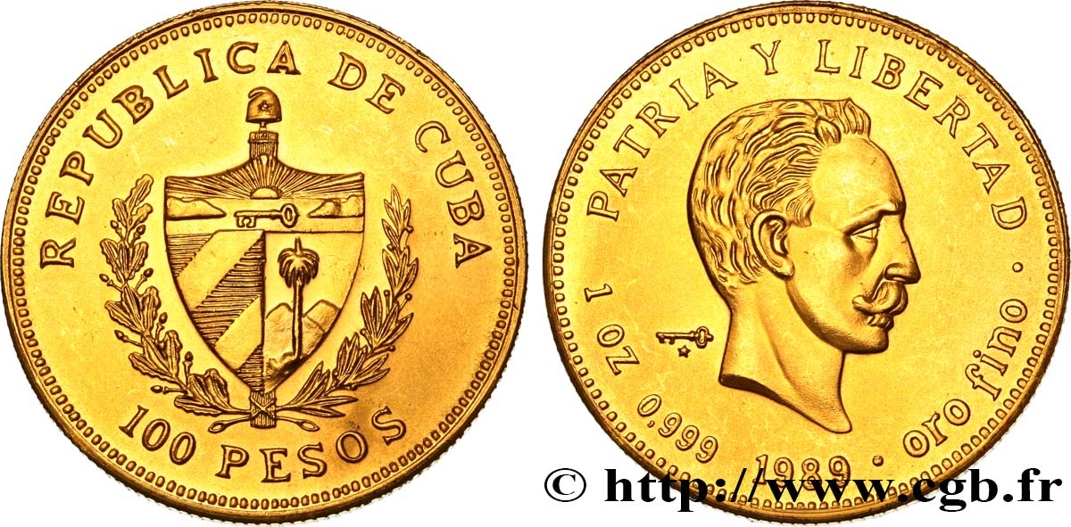 CUBA 100 Pesos José Marti 1989  SPL 