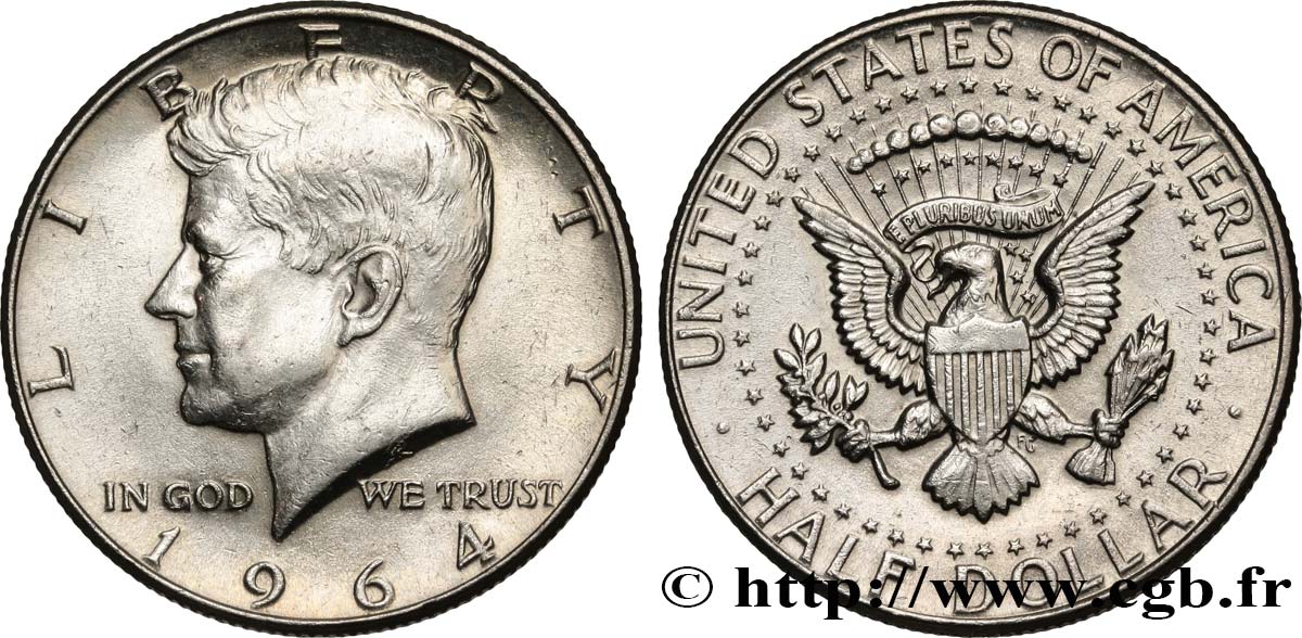 ÉTATS-UNIS D AMÉRIQUE 1/2 Dollar Kennedy 1964 Philadelphie SUP 