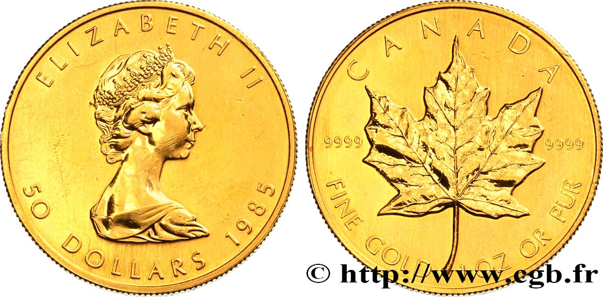 KANADA 50 Dollars  Maple Leaf  Elisabeth II 1985  fST 