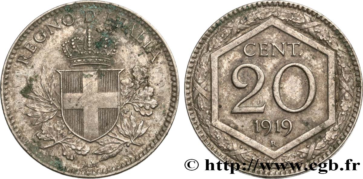 ITALIE 20 Centesimi écu 1919 Rome  TTB 