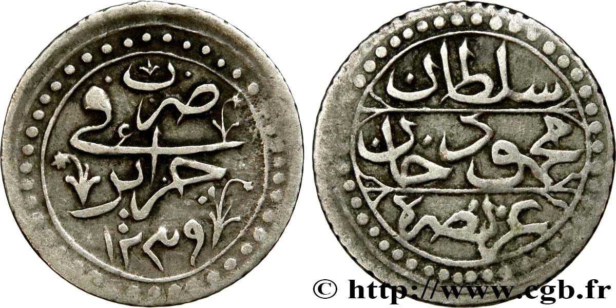 ALGERIA 1/8 Budju au nom de Mahmud II an 1239 1823  VF 