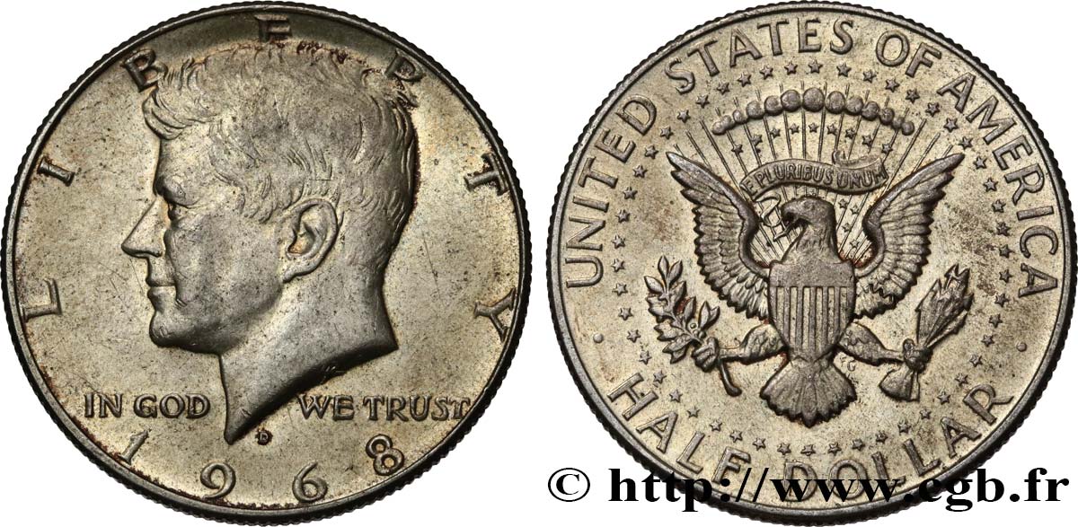 ÉTATS-UNIS D AMÉRIQUE 1/2 Dollar Kennedy 1968 Denver SUP 
