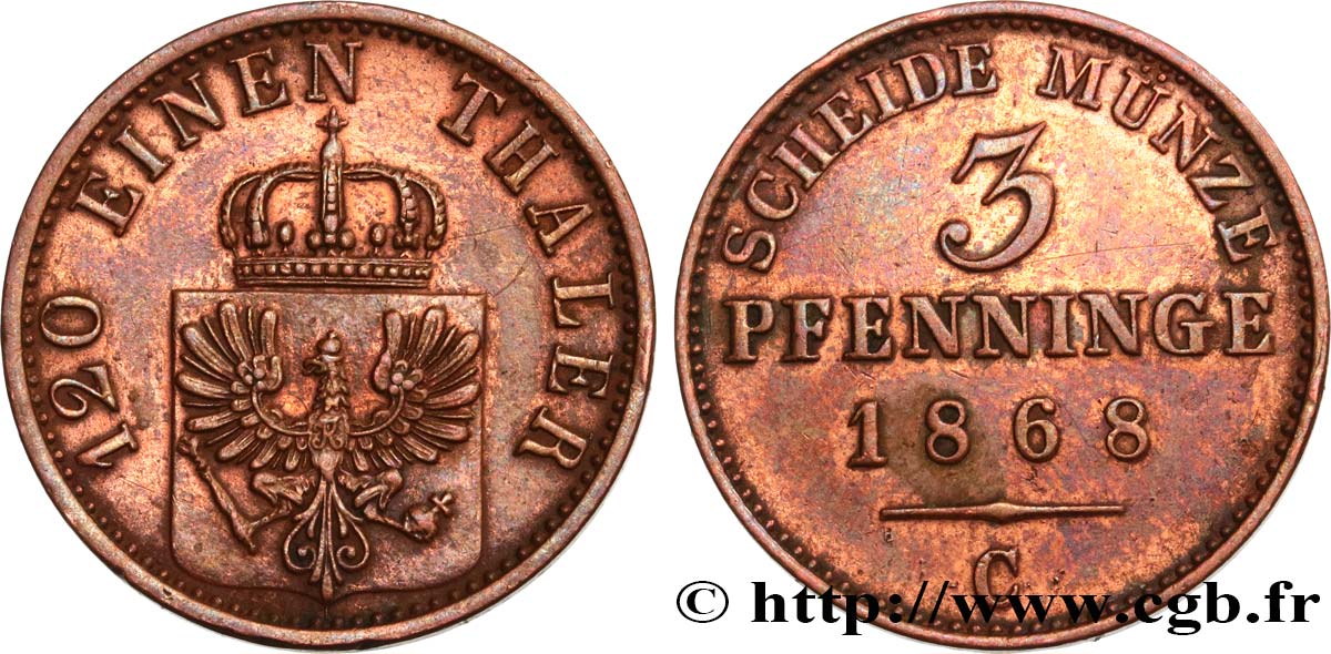 DEUTSCHLAND - PREUßEN 3 Pfenninge 1868 Francfort - C SS 