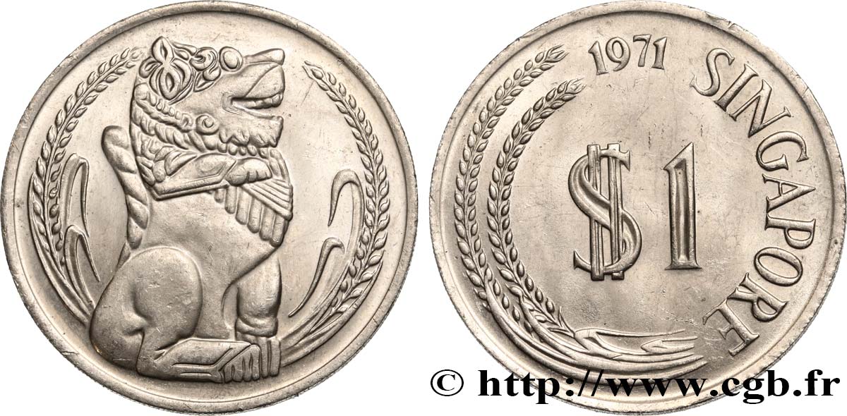 SINGAPUR 1 Dollar lion chinois 1971  fST 