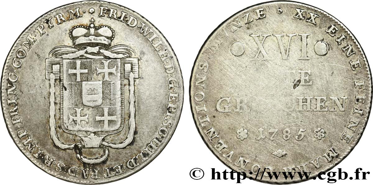 ALEMANIA - PADERBORN 16 (XVI) Gute Groschen au nom du prince-évêque Frédéric-Guillaume de Westphalie 1785  BC+ 