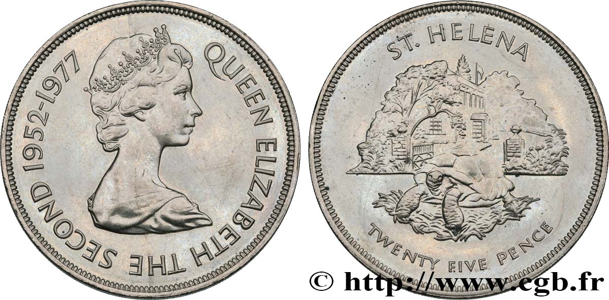 SAINT HELENA 25 Pence Jubilé d’Élisabeth II 1977  MS 
