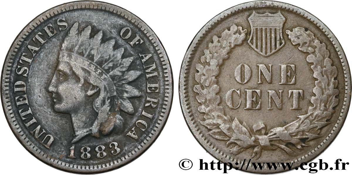 UNITED STATES OF AMERICA 1 Cent tête d’indien, 3e type 1883  VF 