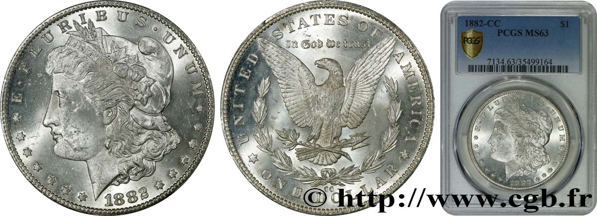 UNITED STATES OF AMERICA 1 Dollar Morgan 1882 Carson City  MS63 PCGS