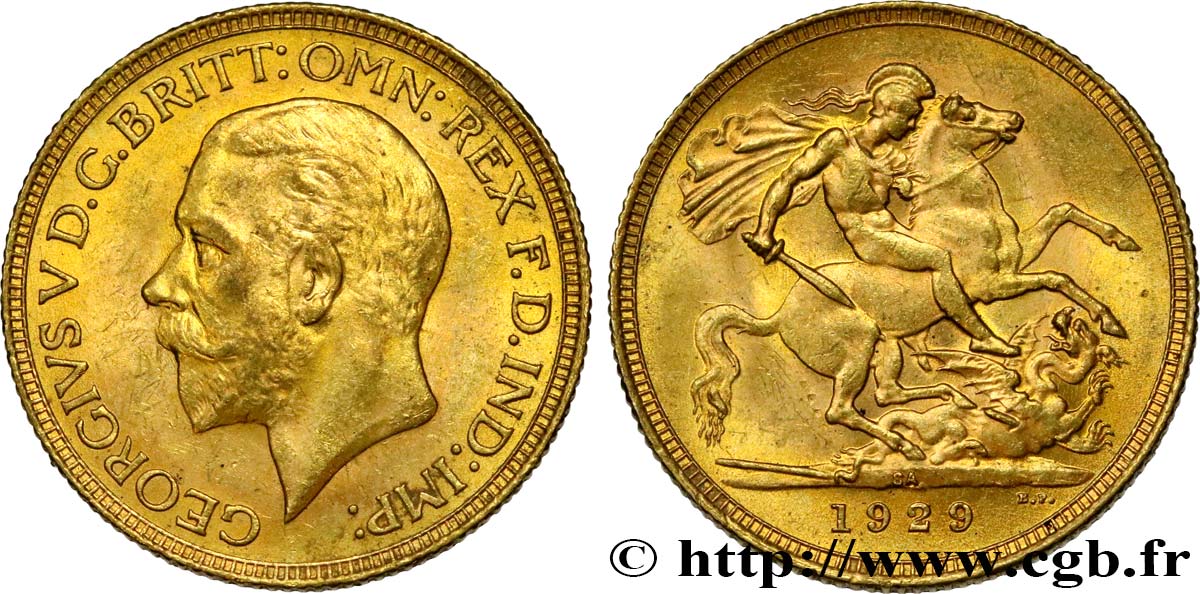 INVESTMENT GOLD 1 Souverain Georges V 1929 Pretoria EBC 