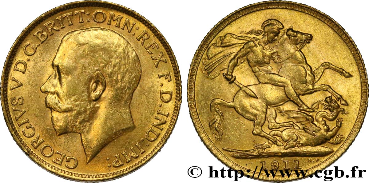 INVESTMENT GOLD 1 Souverain Georges V 1911 Londres MBC+ 