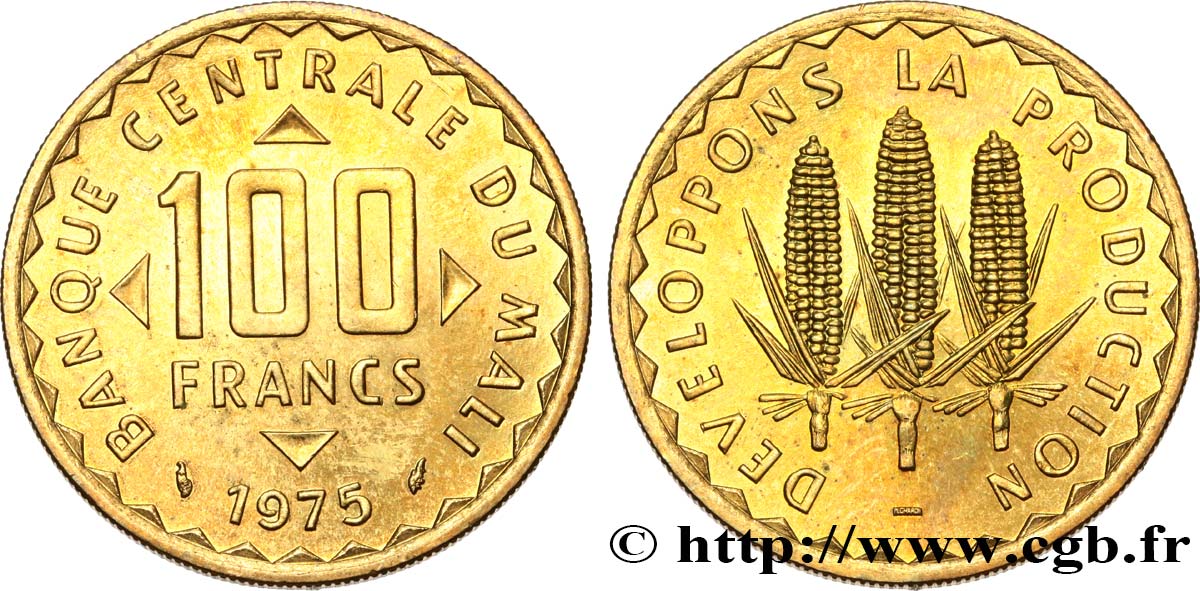 MALI 100 Francs épis de mais 1975 Paris MS 