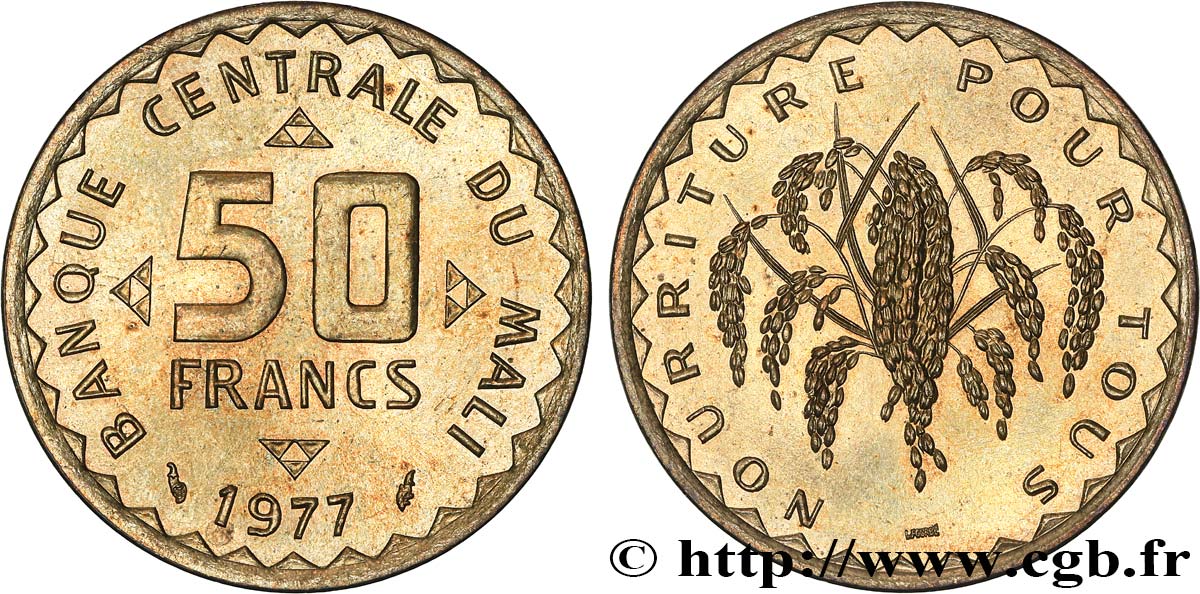 MALI 50 Francs plant de mil 1977 Paris MS 