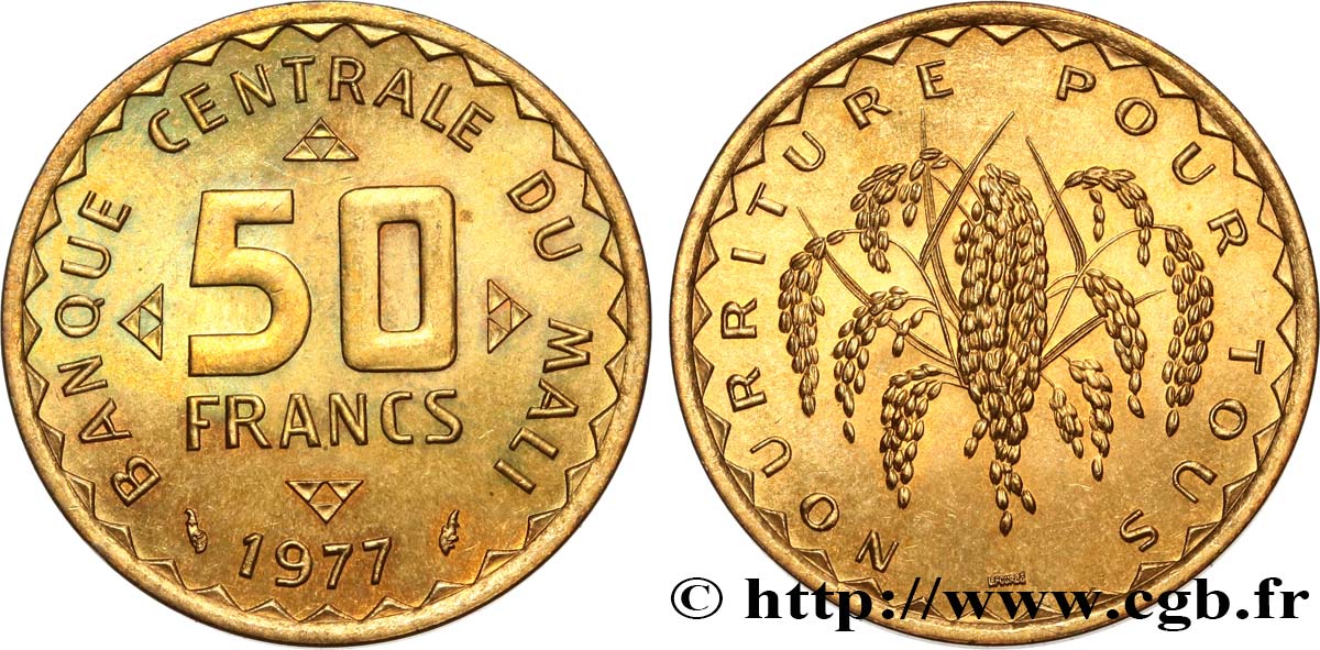 MALI 50 Francs plant de mil 1977 Paris MS 