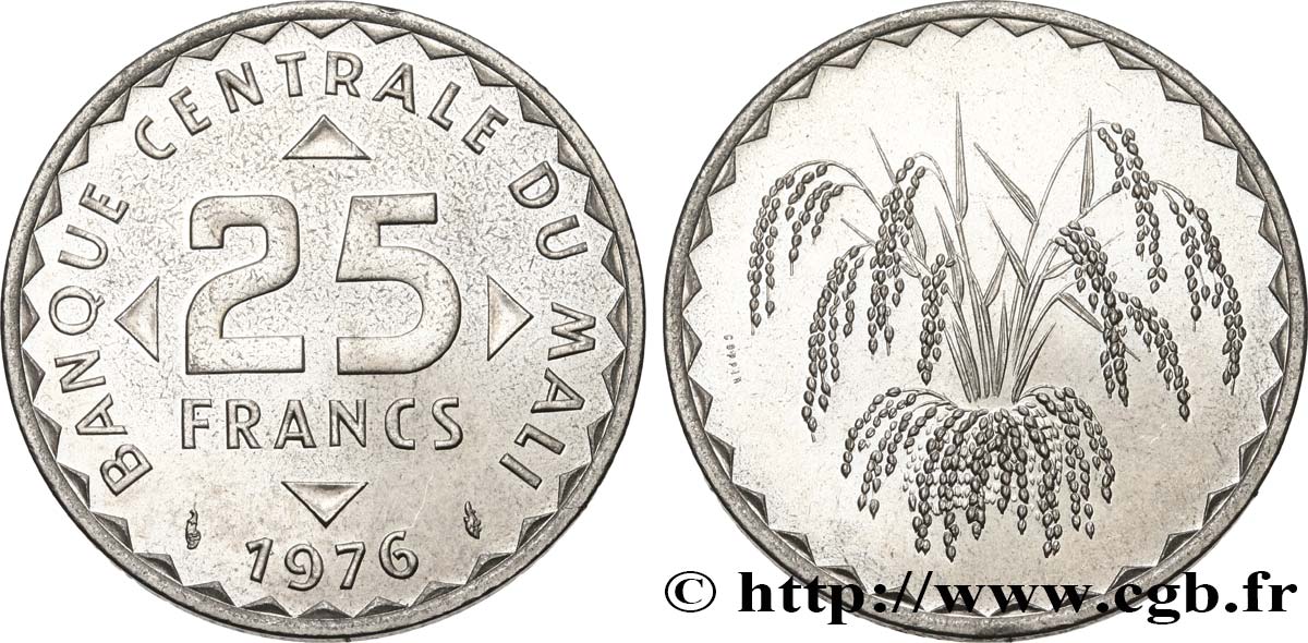 MALí 25 Francs plant de mil 1976 Paris SC 