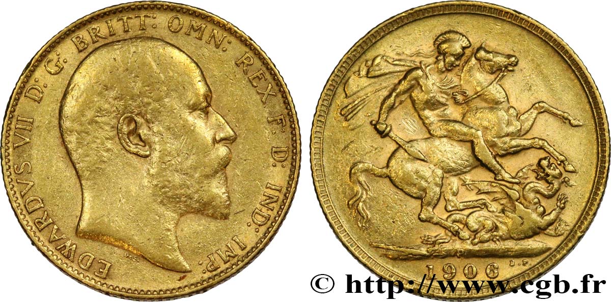 INVESTMENT GOLD 1 Souverain Edouard VII 1906 Perth BC+ 
