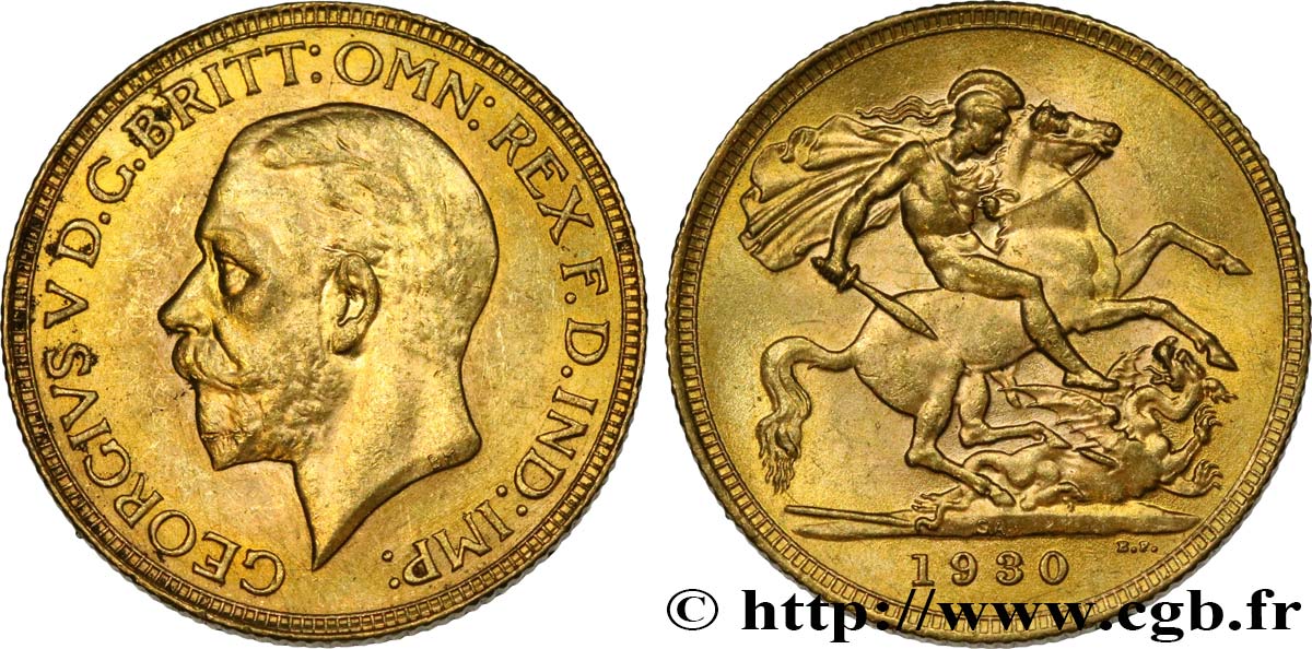 INVESTMENT GOLD 1 Souverain Georges V 1930 Pretoria MS 