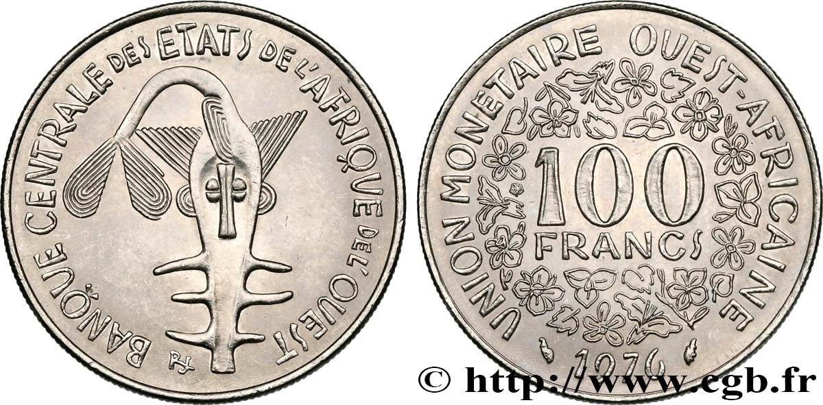 ESTADOS DE ÁFRICA DEL OESTE 100 Francs BCEAO 1976 Paris SC 