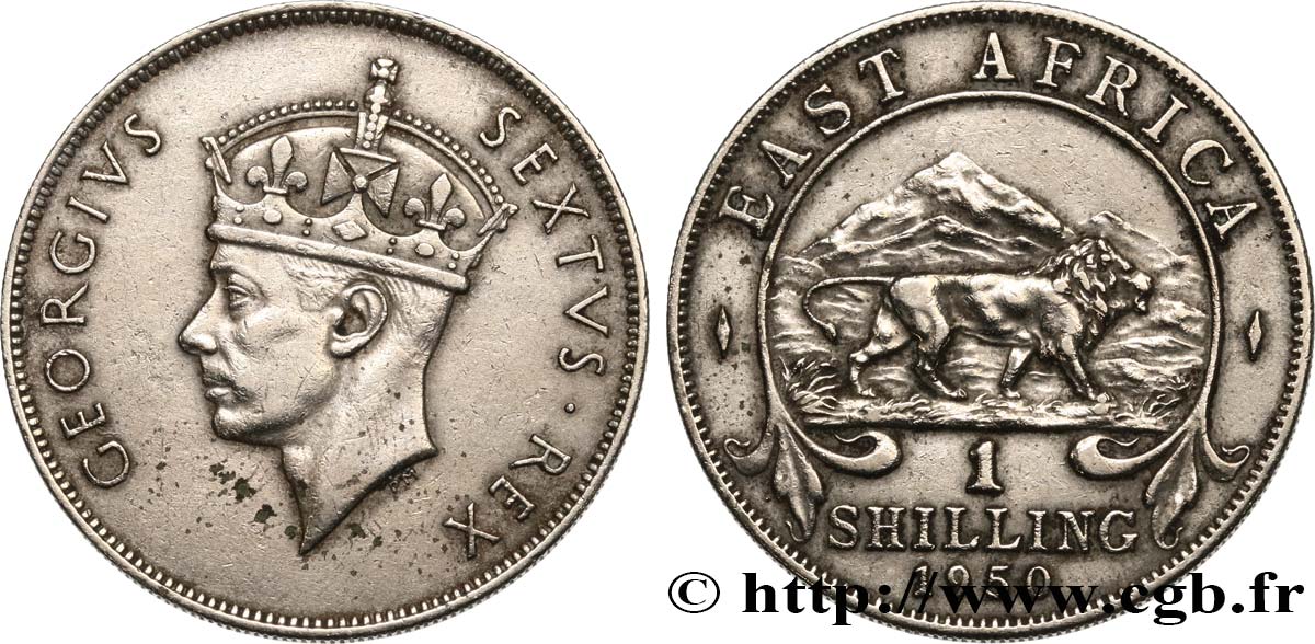 AFRICA DI L EST BRITANNICA  1 Shilling Georges VI 1950 British Royal Mint BB 