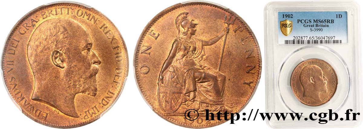 GRANDE-BRETAGNE - ÉDOUARD VII 1 Penny  1902  ST65 PCGS