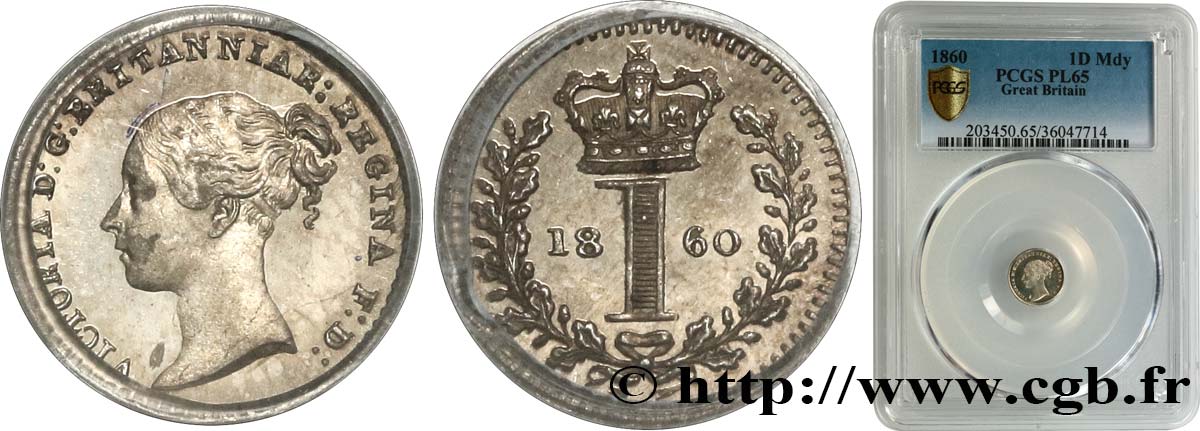 GROßBRITANNIEN - VICTORIA 1 Penny “Bun Head” 1860  ST65 PCGS