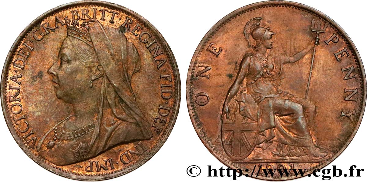 VEREINIGTEN KÖNIGREICH 1 Penny Victoria 1901  VZ 