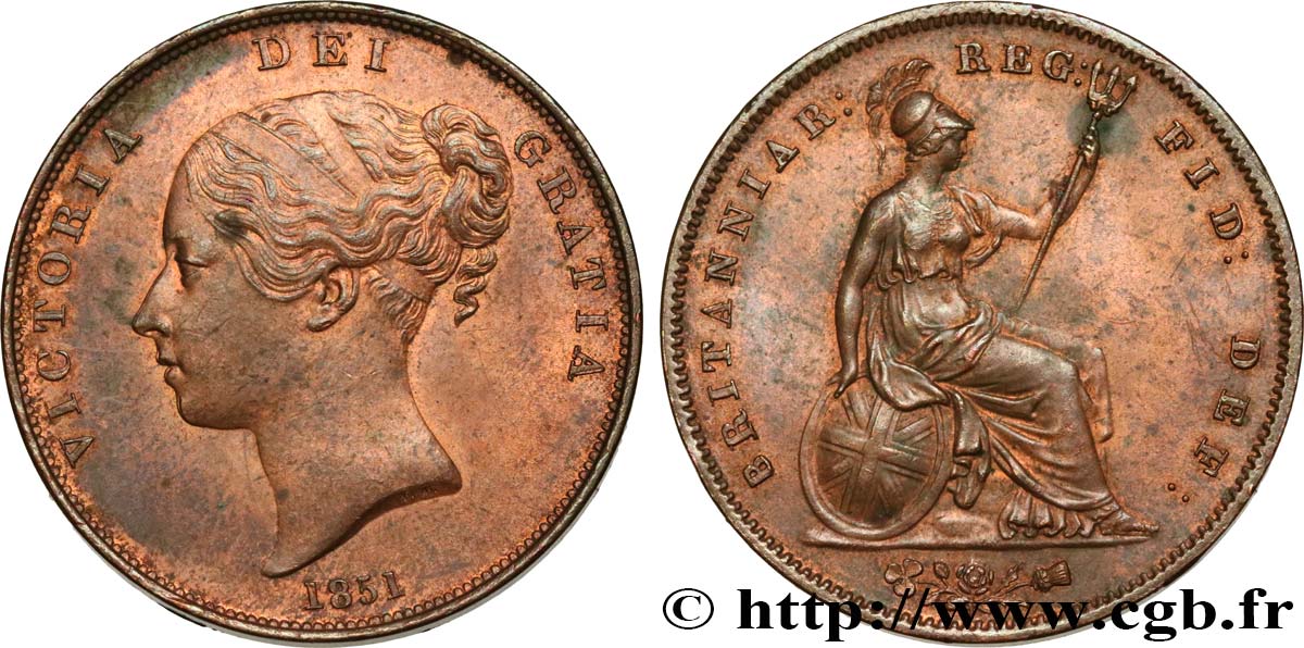 GRAN BRETAÑA - VICTORIA 1 Penny Victoria “tête jeune” 1851  EBC 