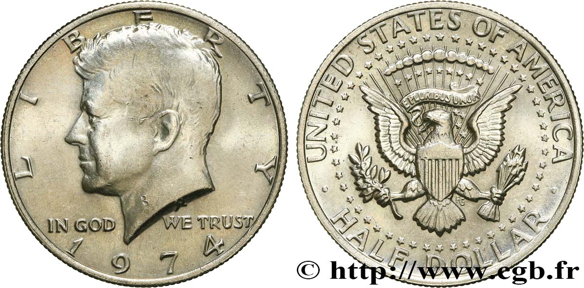 ÉTATS-UNIS D AMÉRIQUE 1/2 Dollar Kennedy 1974 Philadelphie SUP 