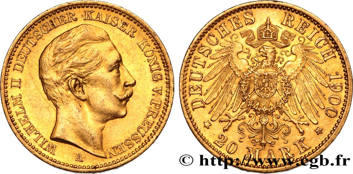 INVESTMENT GOLD 20 Mark Guillaume II 1900 Berlin SPL 