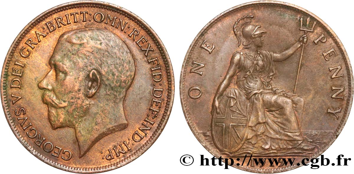 ROYAUME-UNI 1 Penny Georges V 1919  SUP 