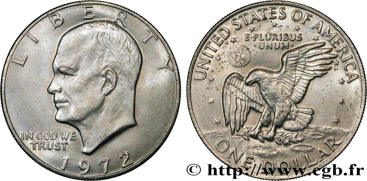 VEREINIGTE STAATEN VON AMERIKA 1 Dollar Eisenhower 1972 Philadelphie VZ 