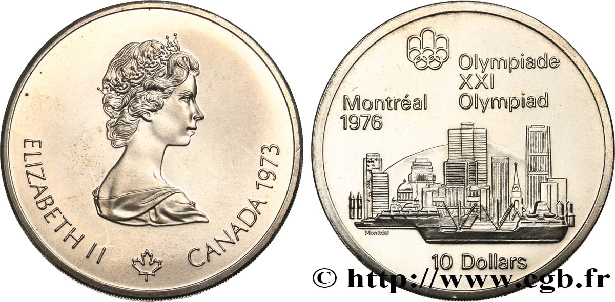 CANADá 10 Dollars JO Montréal 1976 “skyline” de Montréal 1973  EBC 