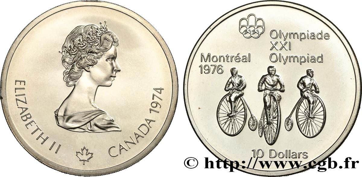 CANADA 10 Dollars JO Montréal 1976 cyclisme 1974  SPL 