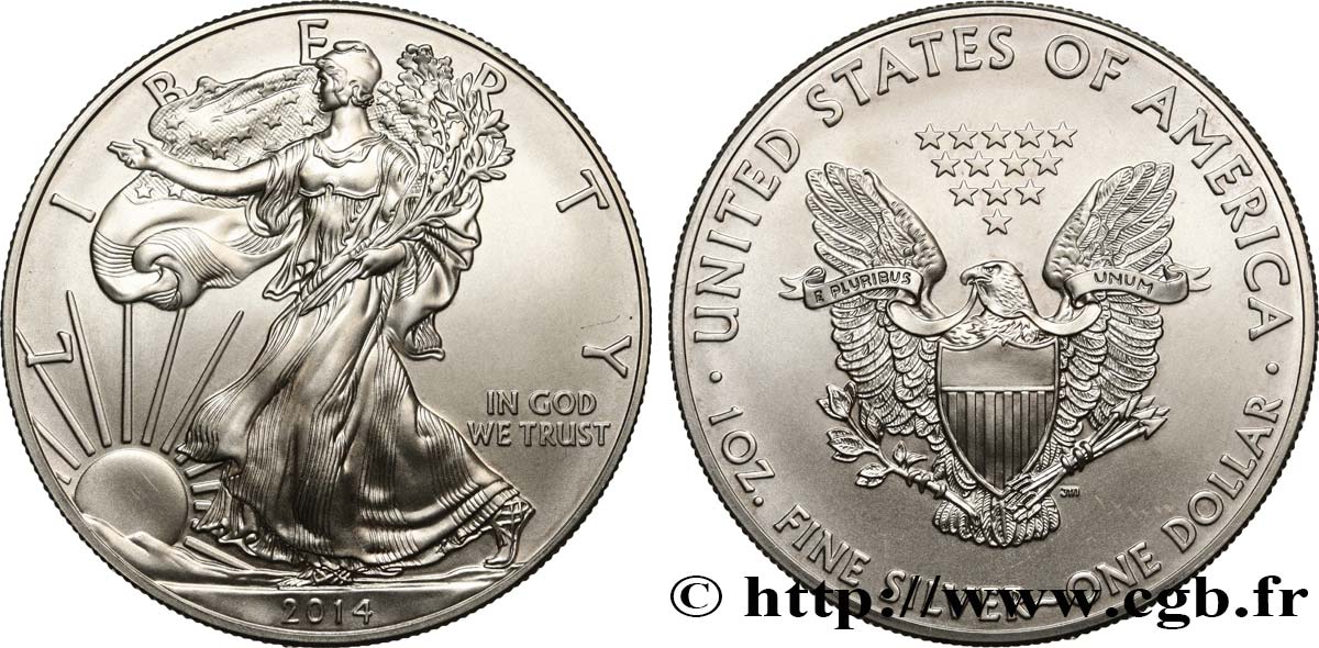 SILVER INVESTMENT 1 Dollar type Liberty Silver Eagle 2014  MS 