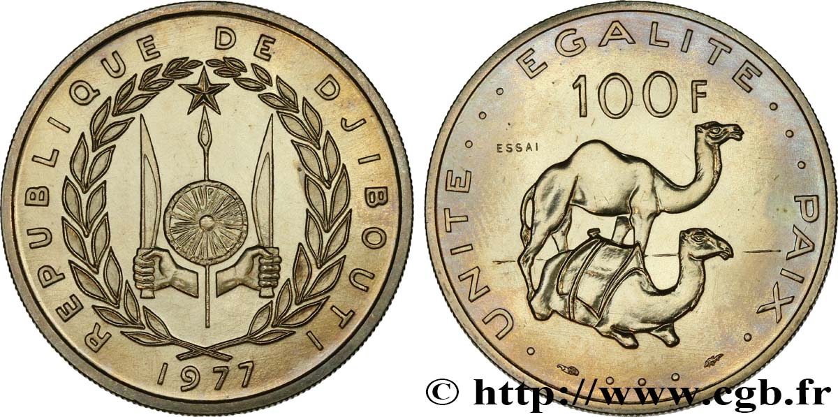 DJIBOUTI Essai de 100 Francs 1977 Paris SPL 