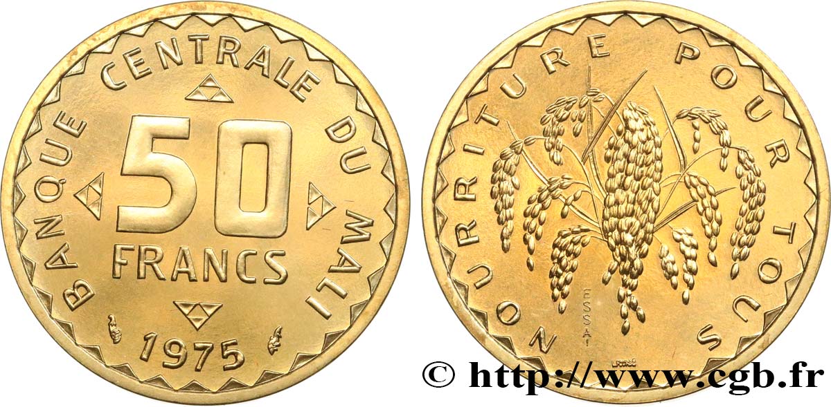 MALI Essai de 50 Francs plant de mil 1975 Paris ST 