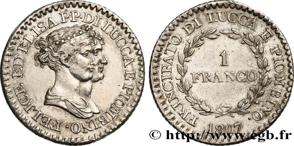 ITALIA - LUCCA E PIOMBINO 1 Franco 1807 Florence q.SPL/SPL 
