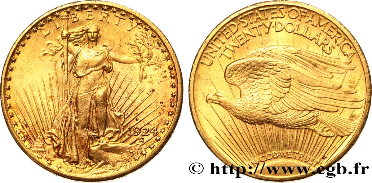 ESTADOS UNIDOS DE AMÉRICA 20 Dollars  Saint-Gaudens” 1924 Philadelphie EBC 