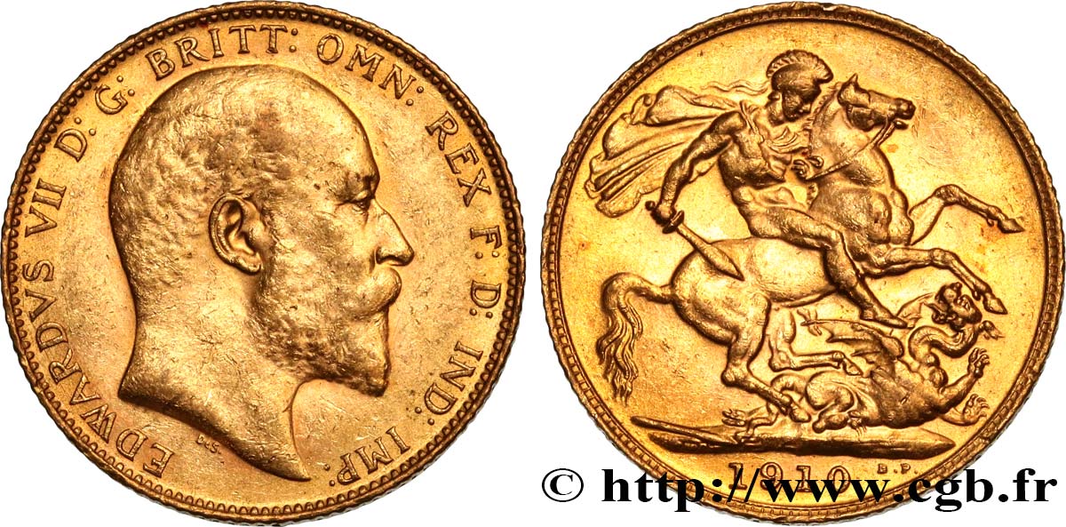 INVESTMENT GOLD 1 Souverain Edouard VII 1910 Londres EBC 