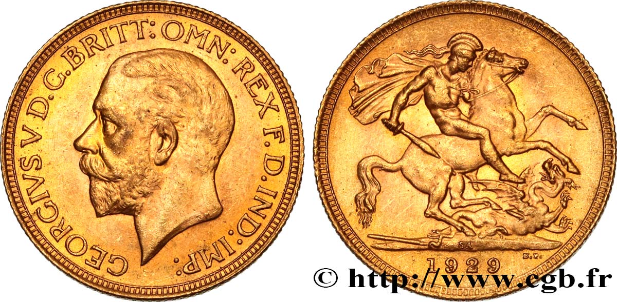 GOLD-, PALLADIUM- UND PLATIN-INVESTITIONEN 1 Souverain Georges V 1929 Pretoria fST 