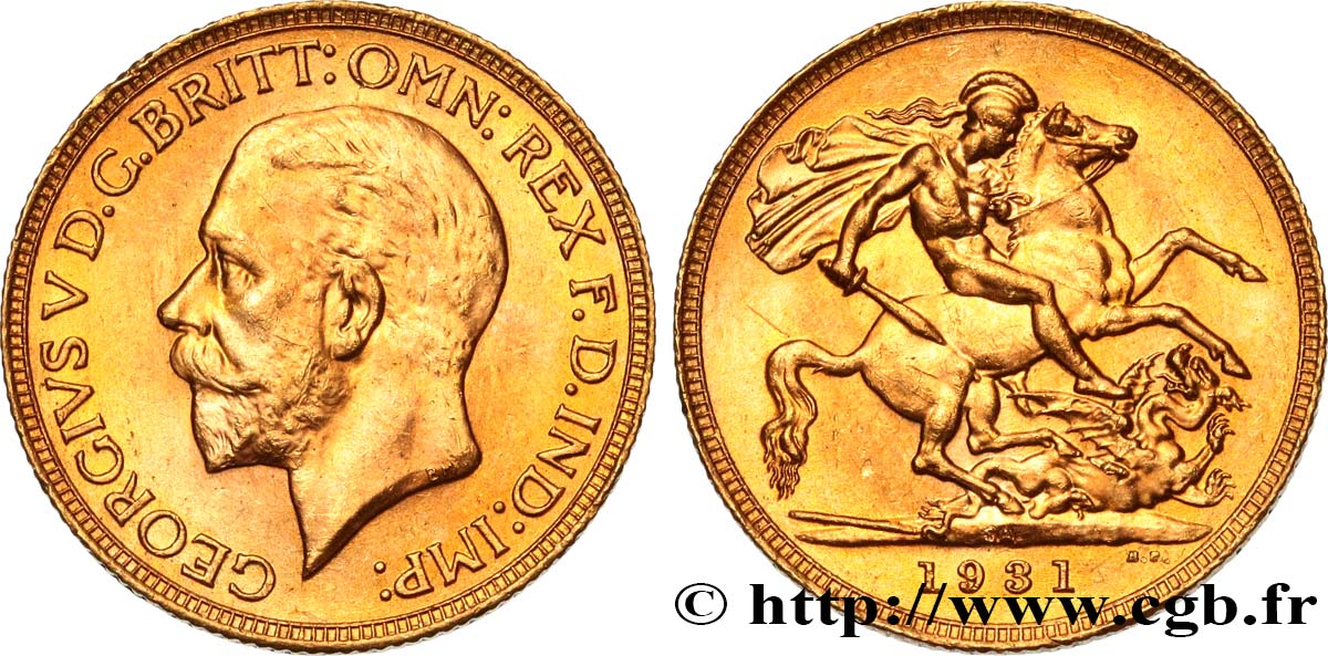 INVESTMENT GOLD 1 Souverain Georges V 1931 Pretoria fST 
