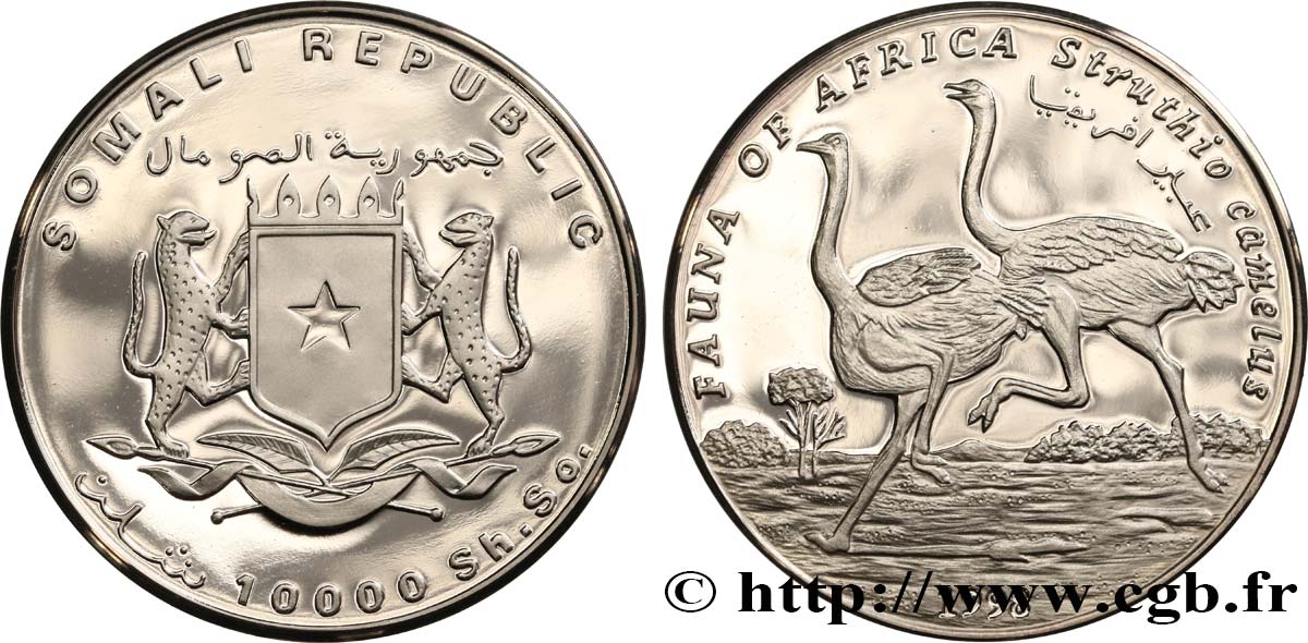 SOMALIE 1000 Shillings Proof autruche 1998  SPL 