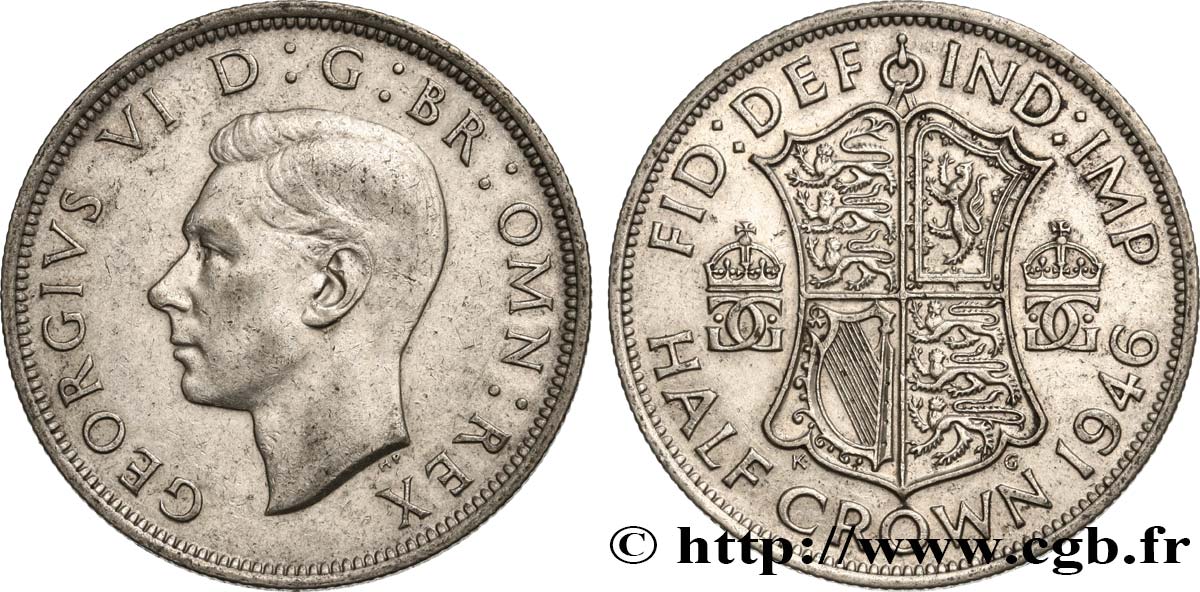 REINO UNIDO 1/2 Crown Georges VI 1946  MBC 