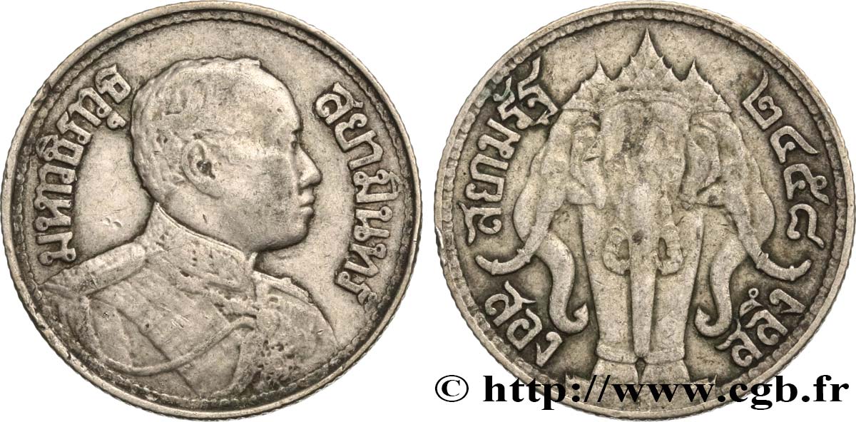 THAILANDIA 1/2 Baht roi Rama VI Phra Maha Vajrajudh BE 2462 1919  q.BB 