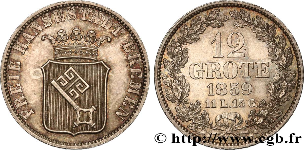 GERMANIA - LIBERA CITTA DE BREMA 12 Grote 1859 Brème MS 