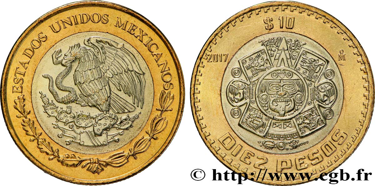 MEXIQUE 10 Pesos aigle / la Pierre du Soleil 2017 Mexico SPL 